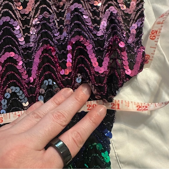 Vintage Pearlette Plus Rainbow Sequin Blouse Top | Size 38 (Approx. M) - Picture 8 of 9